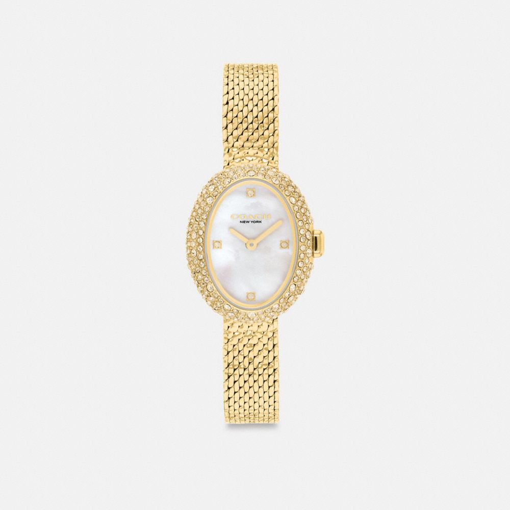 COACH®,Sammy Watch, 22MM,Analog,Metal Material,Gem Embellishment,Water Resistant,Gold Metal,Casual,Gold,Front View