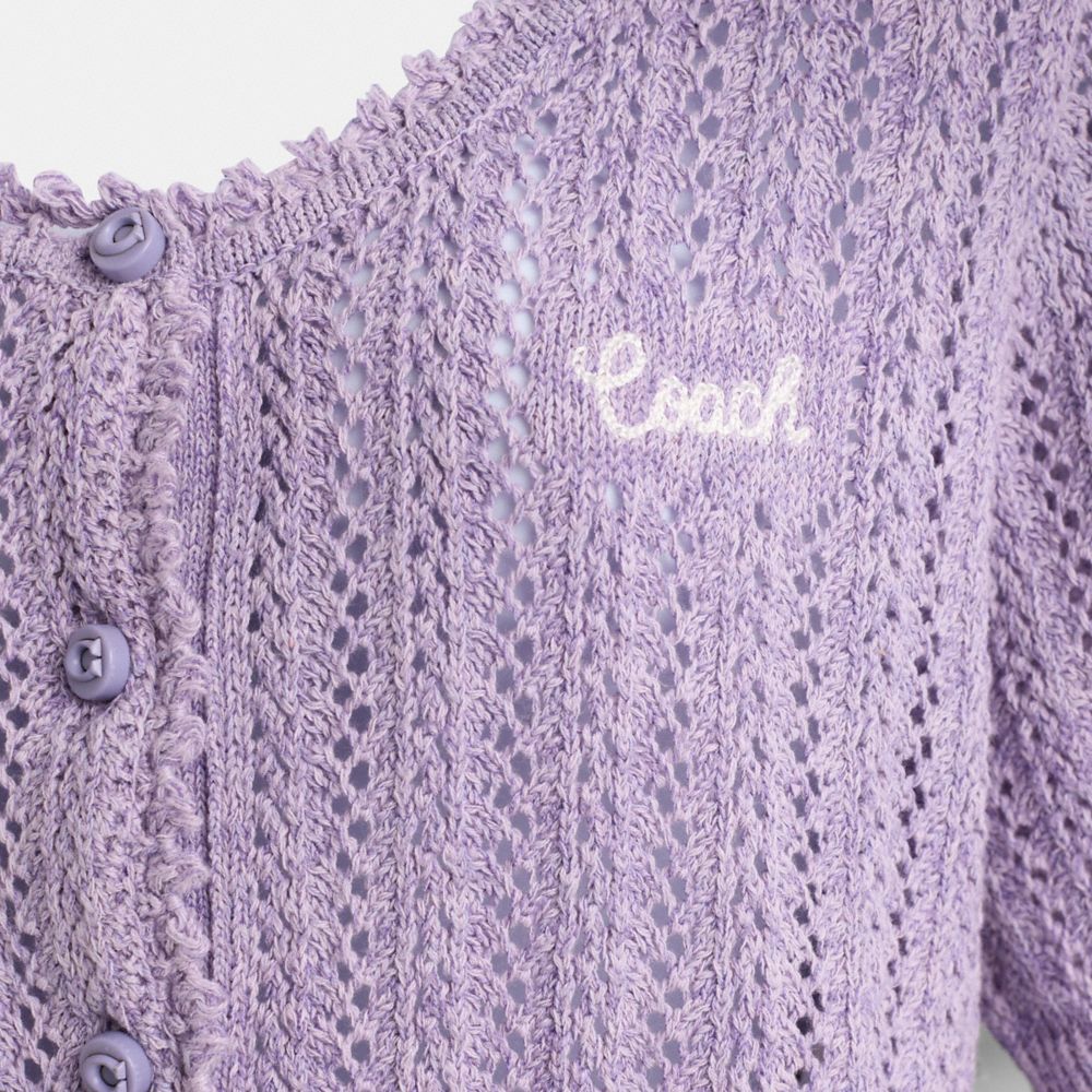 COACH®,Restored Cropped Knit Button Up Top,,Scale View