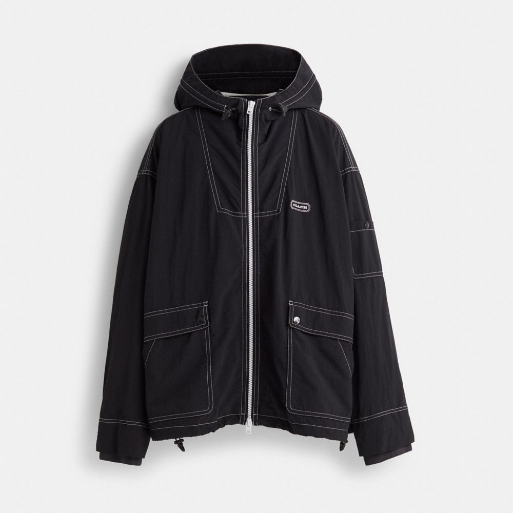 COACH®,Restored Lightweight Windbreaker,Polyamide,Windbreaker,Logo,Fabric Flap Zipper,Lined,Eco-Friendly,Ripstop,Windproof...,,Front View