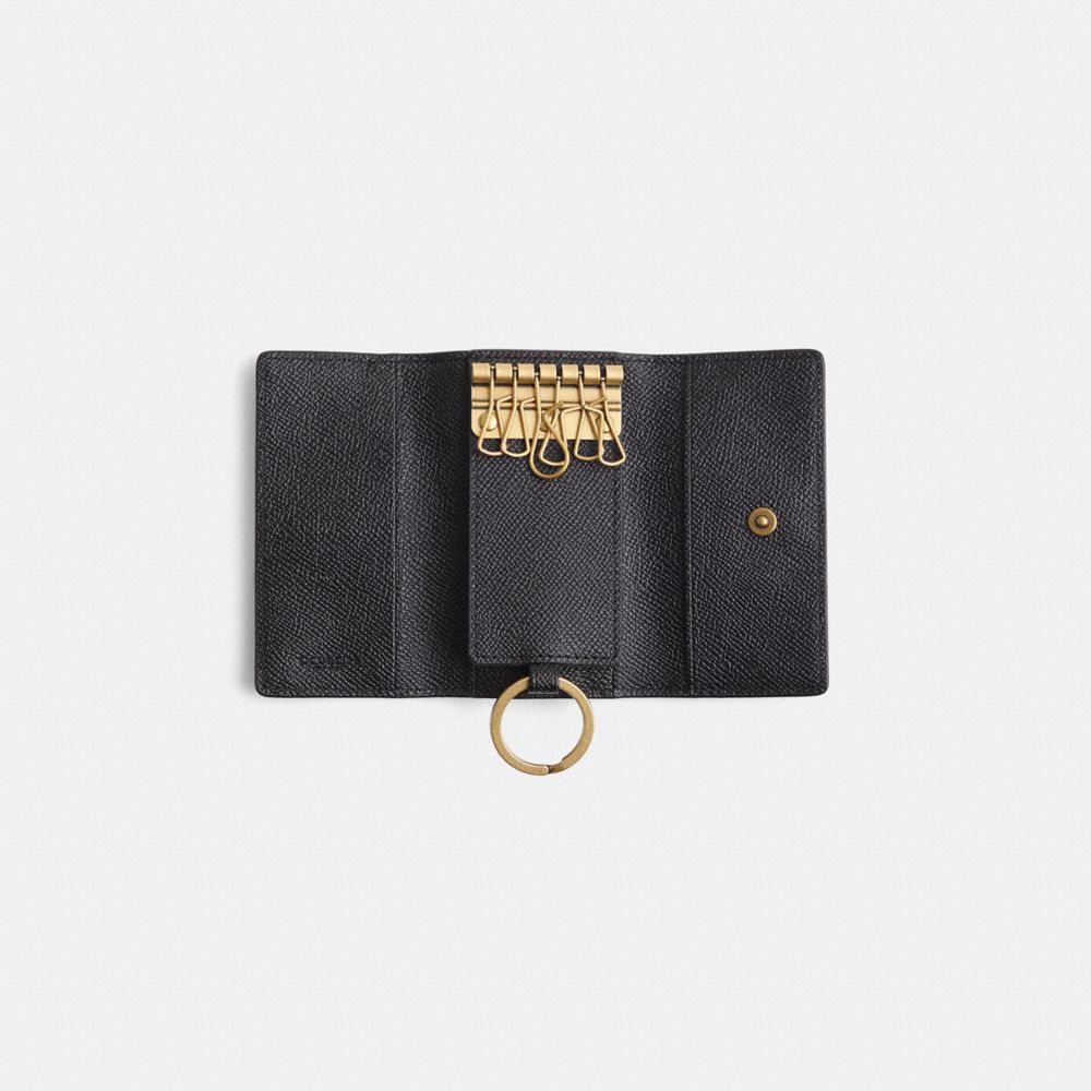 COACH®,Restored Six Ring Key Case,Black,Inside View,Top View