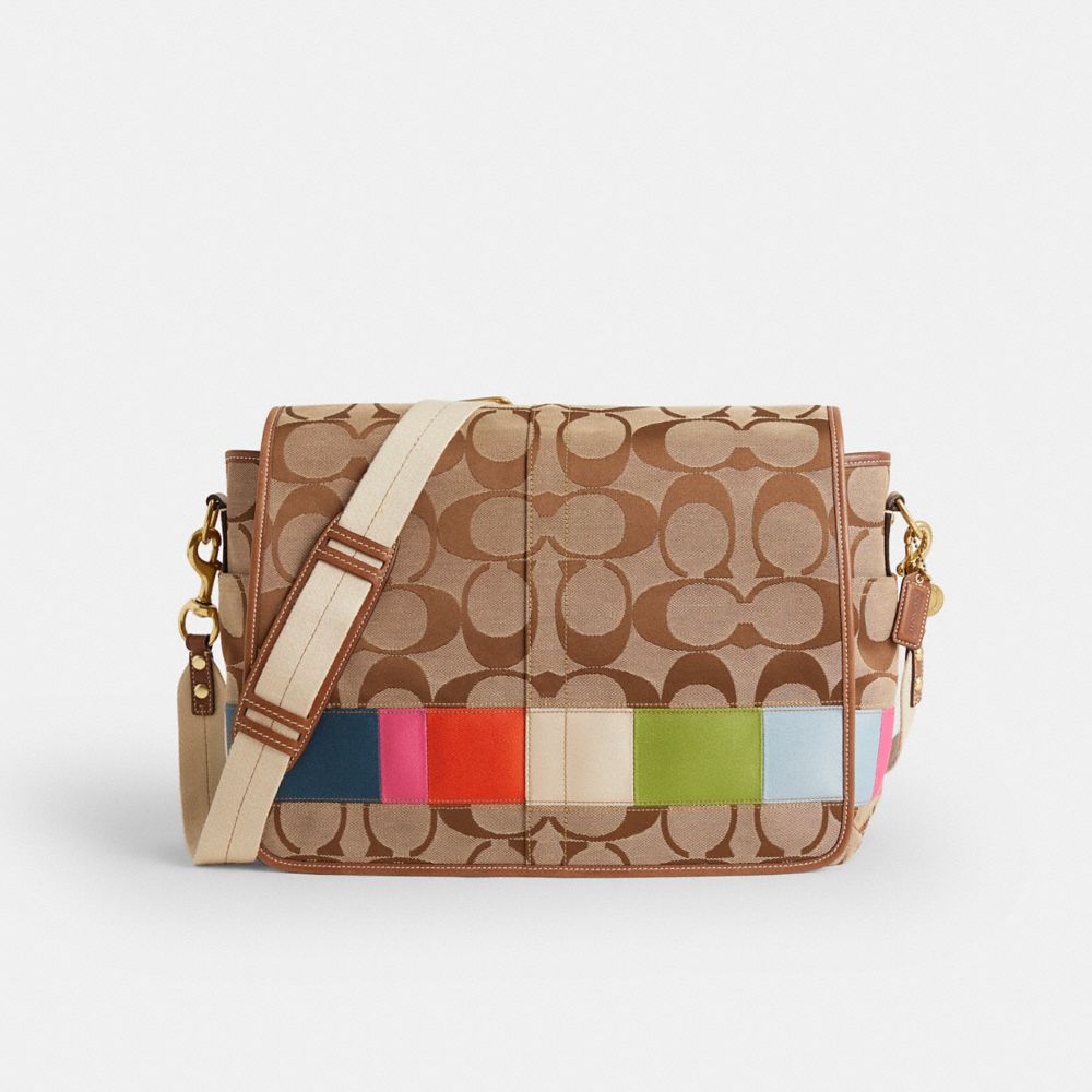 COACH®,Restored Signature Messenger Baby Bag,,Front View