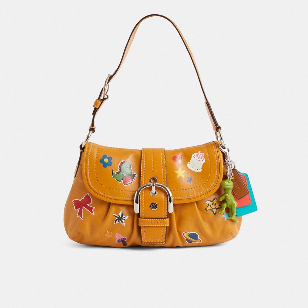 COACH®,Reloved Soho Pleated Leather Flap Bag,,Front View
