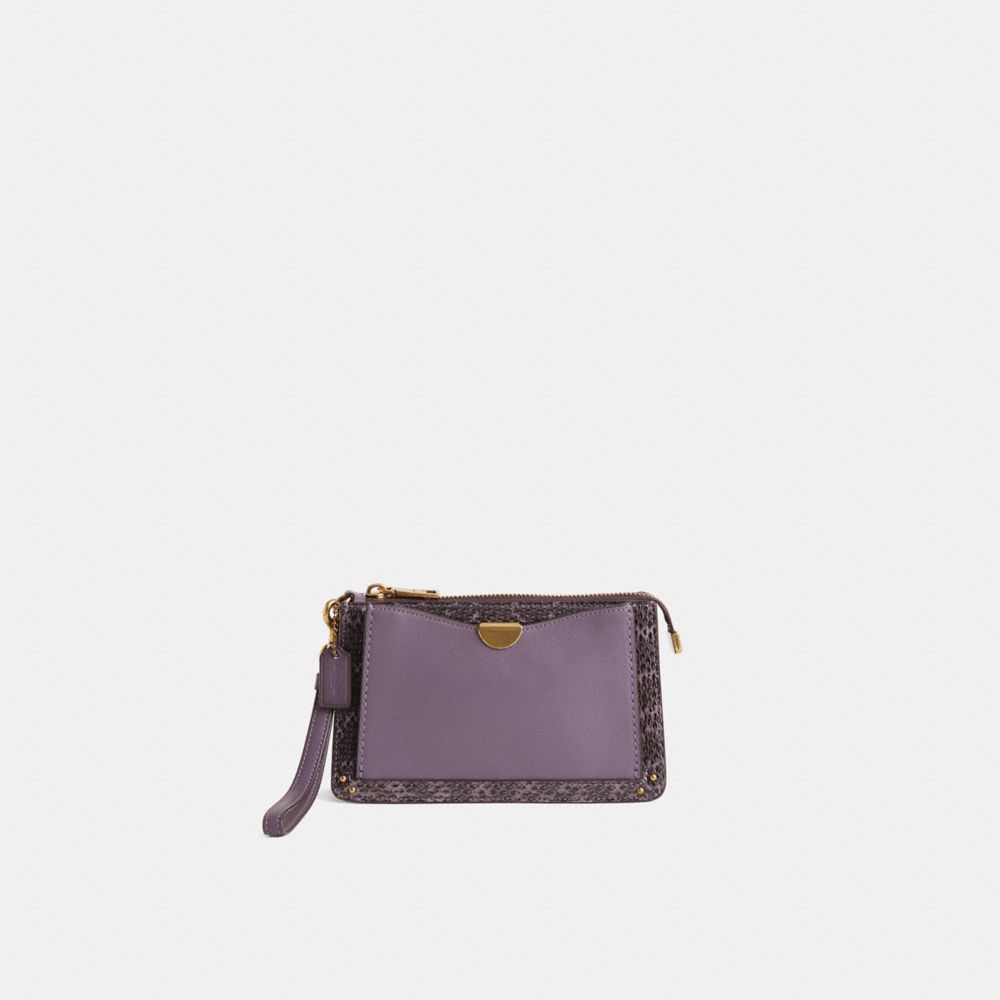 COACH®,Restored Dreamer Wristlet With Snakeskin Detail,,Front View
