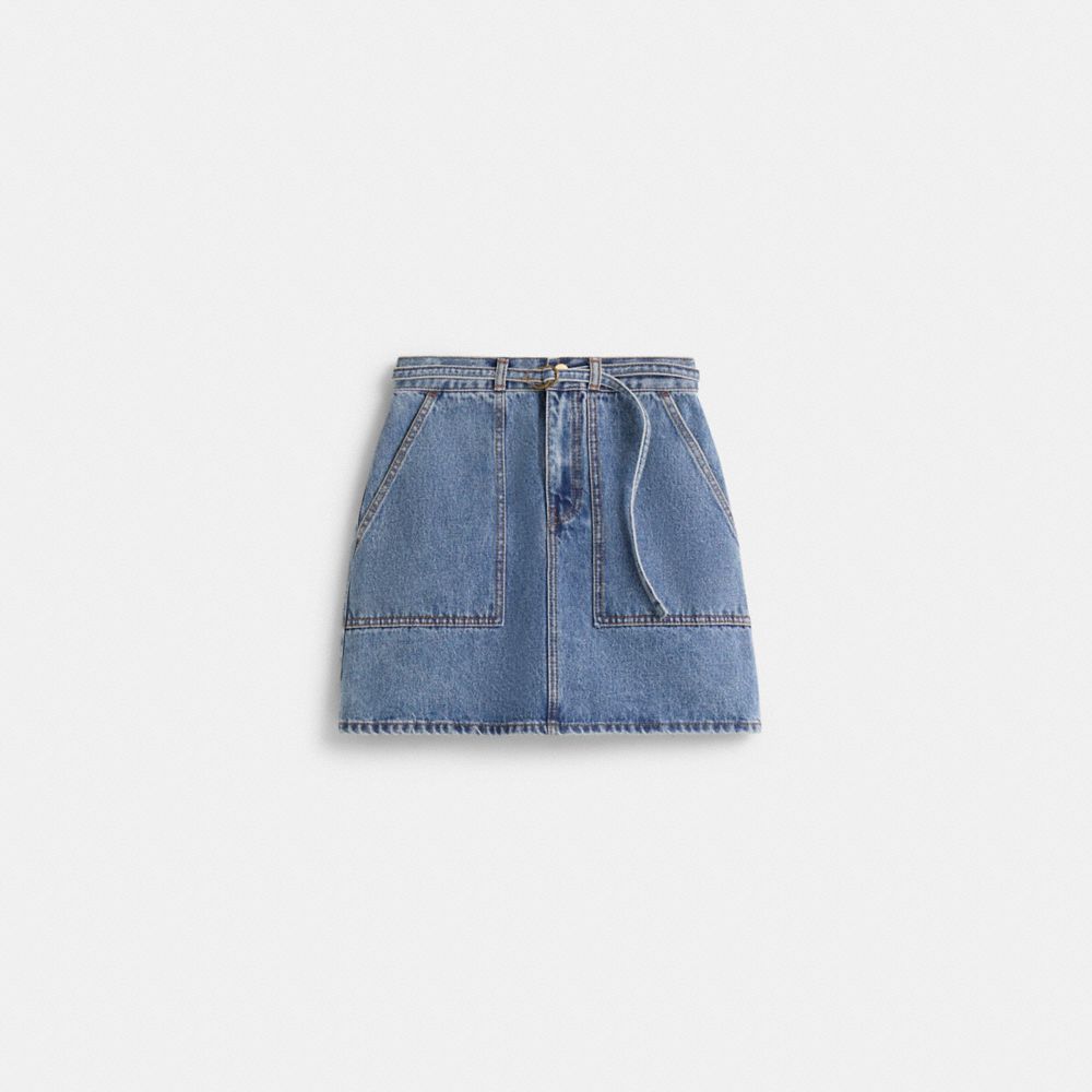COACH®,Restored Denim Skirt,,Front View