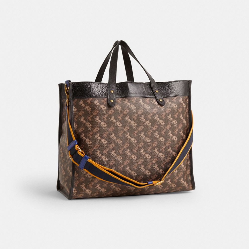 Reloved Field Tote Bag 40 With Horse And Carriage Print And Varsity Stripe