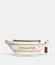 COACH®,WARREN BELT BAG WITH COACH STRIPE,Leather,Medium,Gunmetal/Chalk Multi,Front View