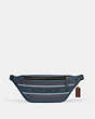 COACH®,WARREN BELT BAG WITH COACH STRIPE,Leather,Medium,Gunmetal/Denim Multi,Front View