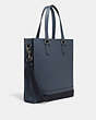 COACH®,GRAHAM STRUCTURED TOTE WITH COACH STRIPE,Leather,Gunmetal/Denim Multi,Angle View
