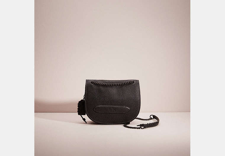 COACH®,RESTORED SHADOW CROSSBODY,Pebble Leather,Pewter/Black,Front View