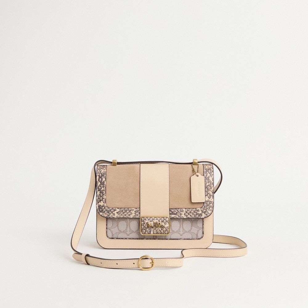 COACH RESTORED ALIE SHOULDER BAG IN SIGNATURE JACQUARD WITH SNAKESKIN DETAIL 