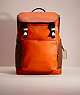 COACH®,RESTORED LEAGUE FLAP BACKPACK IN COLORBLOCK,Refined Calf Leather,Father's day,Black Copper/Spice Orange Multi,Front View