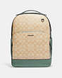 COACH®,GRAHAM BACKPACK IN COLORBLOCK SIGNATURE CANVAS,X-Large,Black Antique Nickel/Light Khaki/Sage,Front View