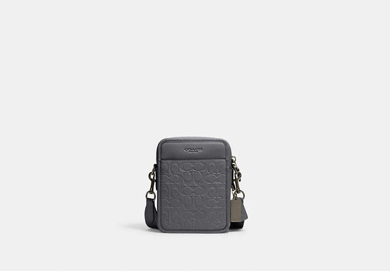 COACH®,SULLIVAN CROSSBODY IN SIGNATURE LEATHER,Small,Gunmetal/Industrial Grey,Front View