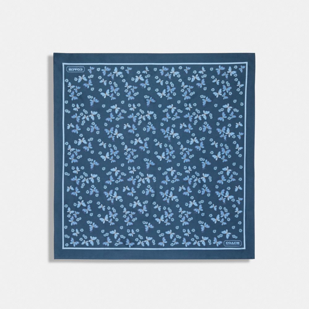 COACH®,ラブリー バタフライ プリント シルク スクエア スカーフ,ファッション雑貨,ﾈｲﾋﾞｰ