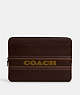 COACH®,LAPTOP CASE WITH COACH STRIPE,Leather,Medium,Gunmetal/Mahogany Multi,Front View