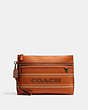 COACH®,CARRY ALL POUCH WITH COACH STRIPE,Leather,Medium,Black Antique Nickel/Canyon Multi,Front View