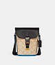 COACH®,TRACK SMALL FLAP CROSSBODY IN COLORBLOCK SIGNATURE CANVAS,Black Antique Nickel/Light Khaki/Blue Jay Multi,Front View