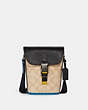 COACH®,TRACK SMALL FLAP CROSSBODY IN COLORBLOCK SIGNATURE CANVAS,Black Antique Nickel/Light Khaki/Blue Jay Multi,Front View