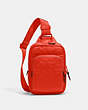 COACH®,TRACK PACK 14 IN SIGNATURE LEATHER,Small,1 J/Red Orange,Front View