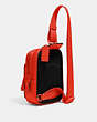 COACH®,TRACK PACK 14 IN SIGNATURE LEATHER,Small,1 J/Red Orange,Angle View