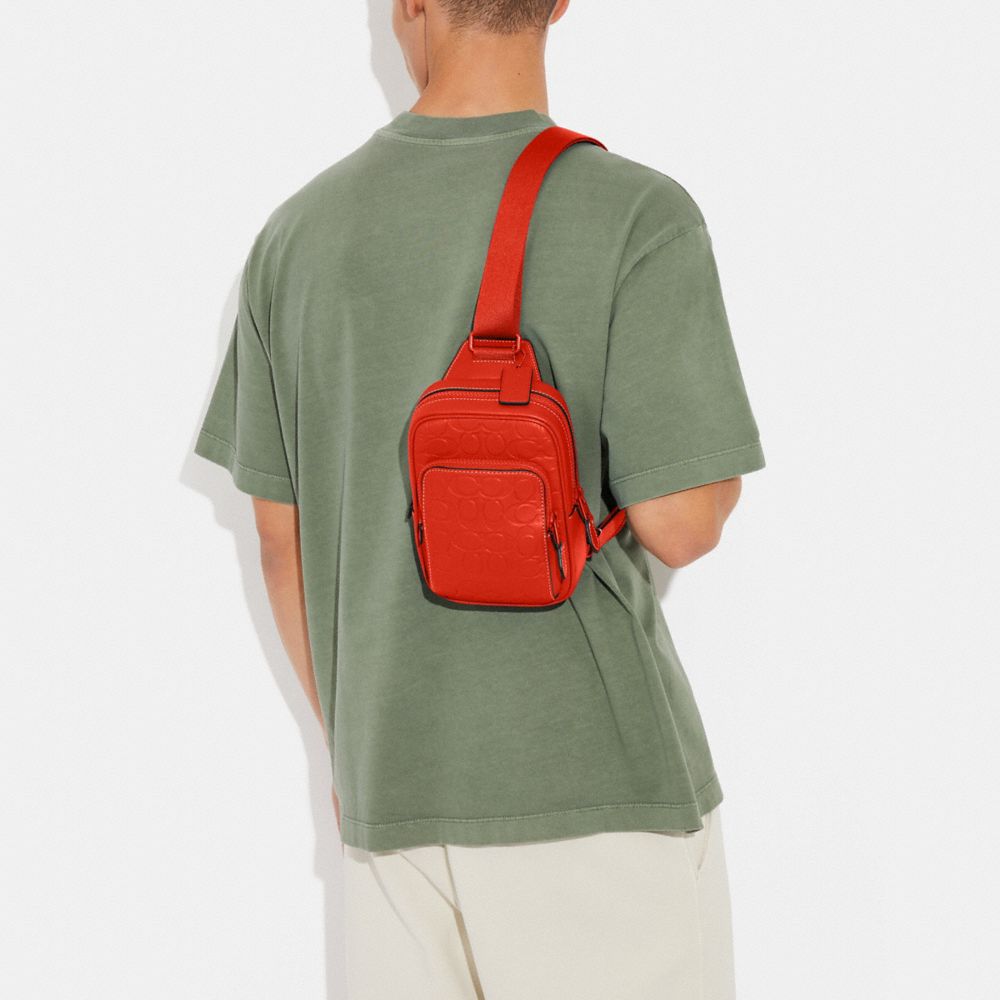 COACH®,Track Pack 14 In Signature Leather,,Detail View