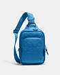 COACH®,TRACK PACK 14 IN SIGNATURE LEATHER,Small,1 J/Blue Jay,Front View