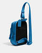 COACH®,TRACK PACK 14 IN SIGNATURE LEATHER,Small,1 J/Blue Jay,Angle View