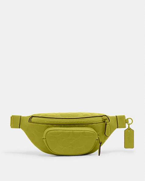 COACH®,SPRINT BELT BAG 24 IN SIGNATURE LEATHER,Mini,1 J/Chartreuse,Front View
