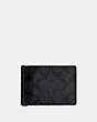 COACH®,SLIM MONEY CLIP BILLFOLD WALLET IN SIGNATURE CANVAS,Mini,Gunmetal/Charcoal/Black,Front View