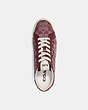 COACH®,CLIP LOW TOP SNEAKER IN SIGNATURE CHAMBRAY,Wine,Inside View,Top View