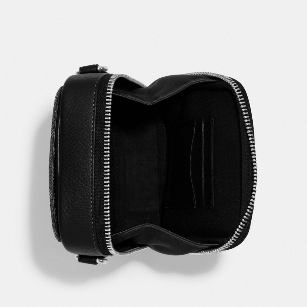 COACH®,Stanton Crossbody In Signature Jacquard,Cotton Blend,Recycled Polyester,Calfskin Leather,Leather,Crossbody,Color Bl...,Gray,Inside View,Top View