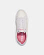 COACH®,CLIP LOW TOP SNEAKER IN SIGNATURE CANVAS,Leather,Optic White/ Petunia,Inside View,Top View