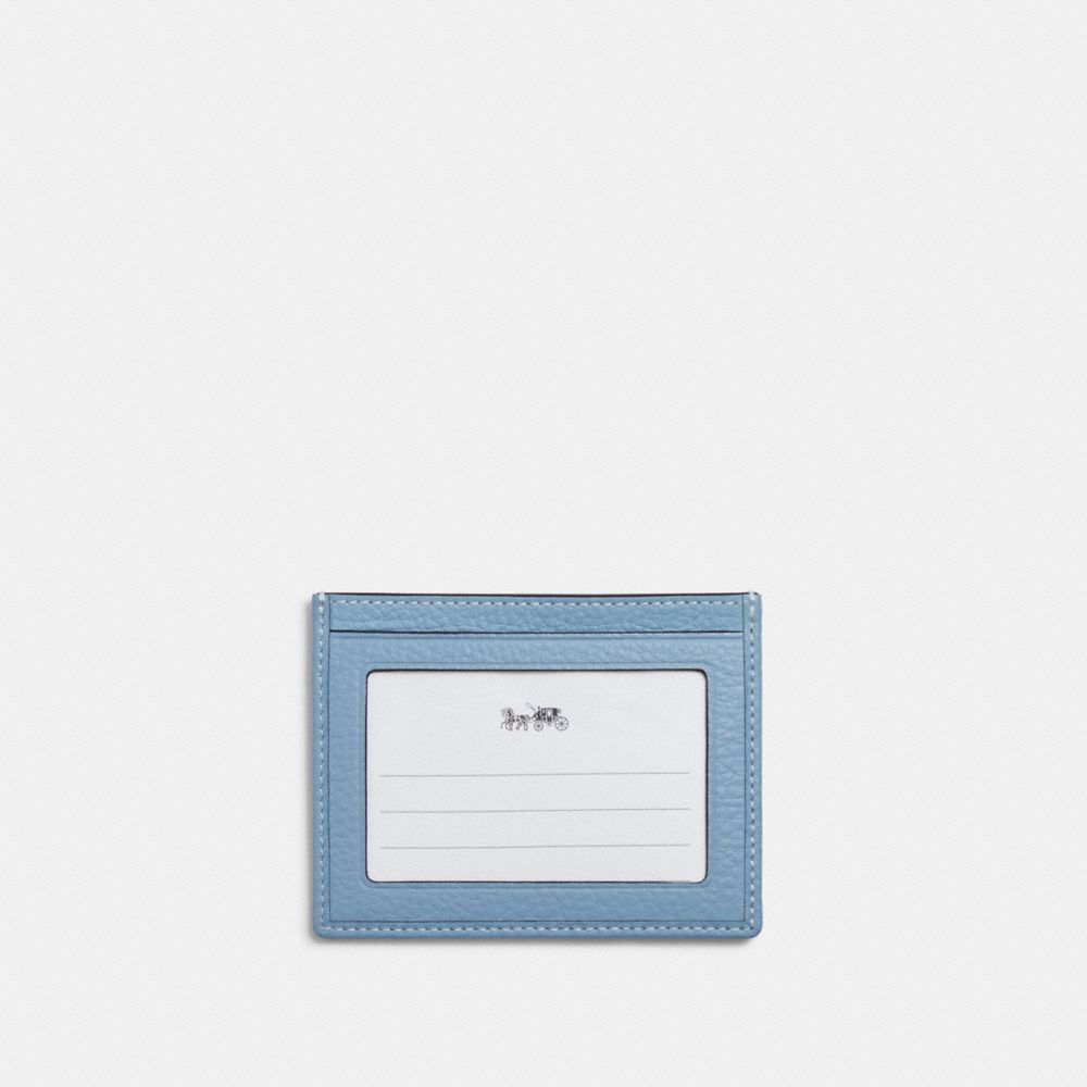 COACH®,スリム ID カード ケース・シグネチャー シャンブレー,カードケース&パスケース,ｼﾙﾊﾞｰ/ﾗｲﾄ ﾌﾞﾙｰ