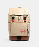 COACH®,TRACK BACKPACK IN COLORBLOCK WITH COACH STAMP,X-Large,Black Antique Nickel/Steam/Sandy Beige Multi,Front View