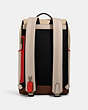 COACH®,TRACK BACKPACK IN COLORBLOCK WITH COACH STAMP,X-Large,Black Antique Nickel/Steam/Sandy Beige Multi,Back View