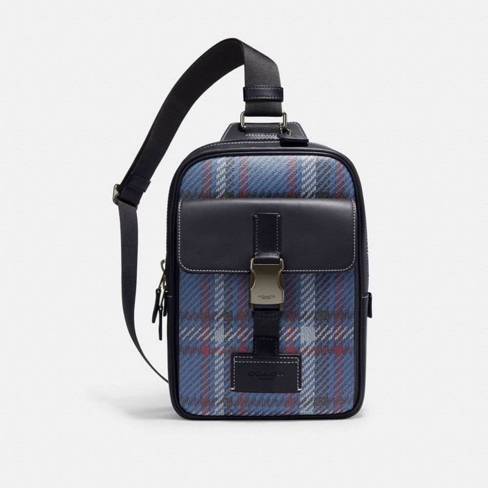 Plaid Top-Handle Bags Men Crossbody Shoulder Bag High Capacity