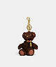 COACH®,BEAR BAG CHARM IN SIGNATURE SHEARLING,Leather,Mini,Brass/Chocolate Brown,Front View