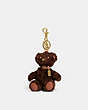 COACH®,BEAR BAG CHARM IN SIGNATURE SHEARLING,Leather,Brass/Chocolate Brown,Front View