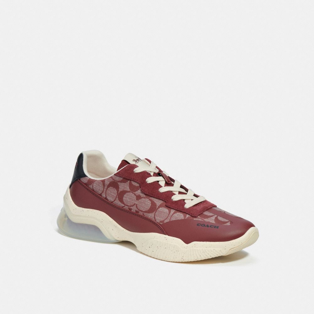 COACH®,CITYSOLE RUNNER IN SIGNATURE CHAMBRAY,Wine,Front View