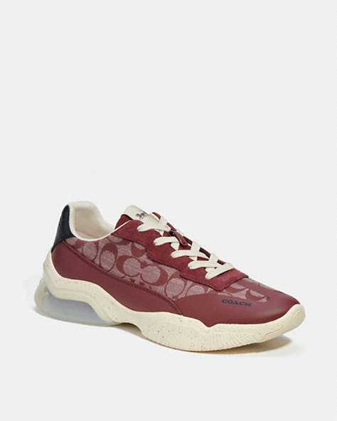 COACH®,CITYSOLE RUNNER IN SIGNATURE CHAMBRAY,Wine,Front View