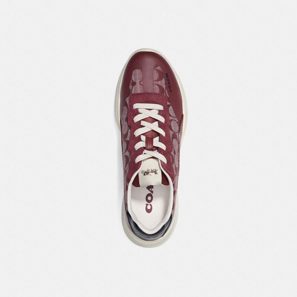 COACH®,CITYSOLE RUNNER IN SIGNATURE CHAMBRAY,Wine,Inside View,Top View