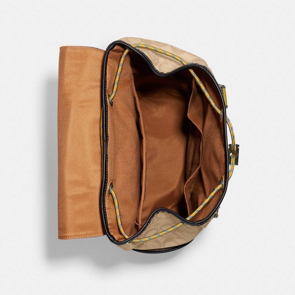 COACH®,Track Backpack In Colorblock Signature Canvas With Coach Stamp,,Inside View,Top View