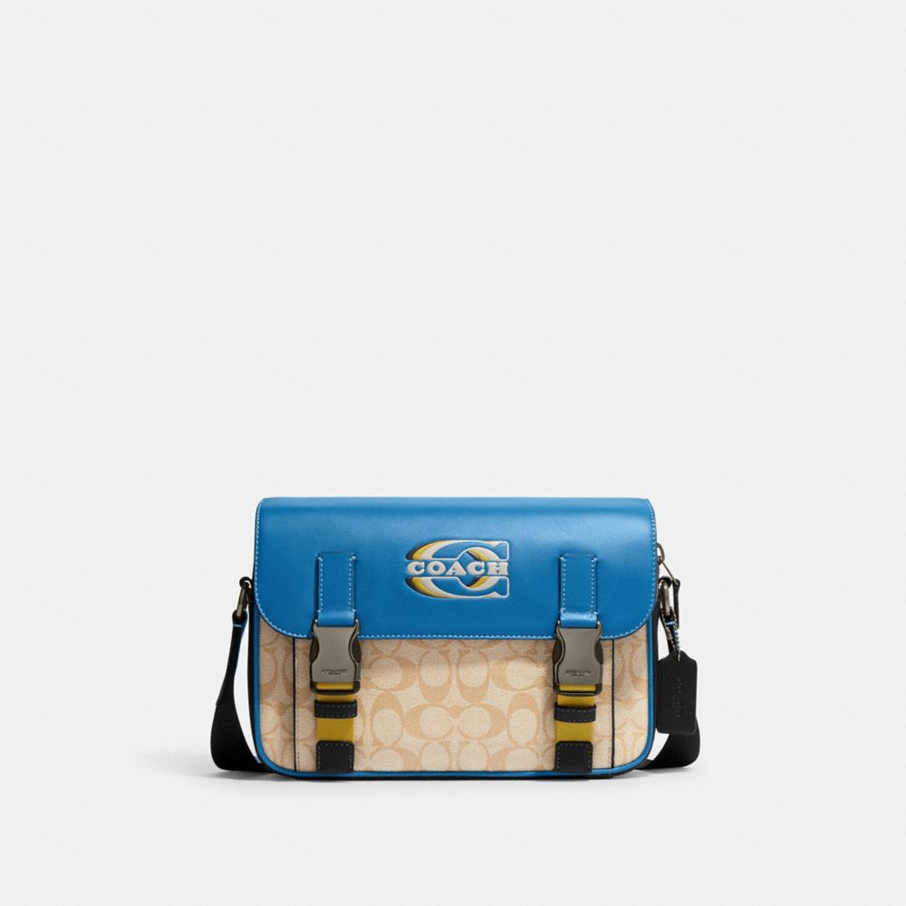 Coach Track Crossbody in Colorblock Signature Canvas with Coach Stamp