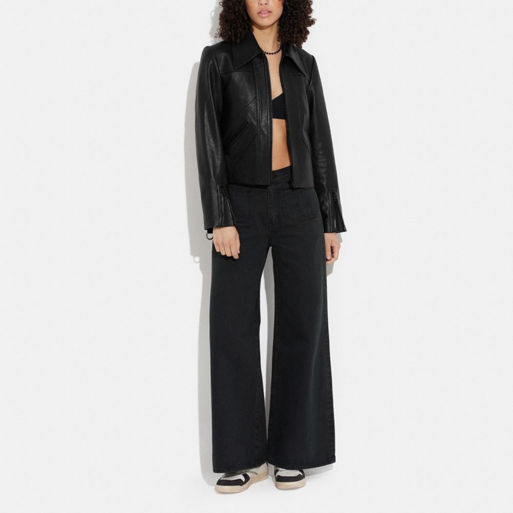 COACH®,グルーヴィー レザー ジャケット,ジャケット＆アウター,