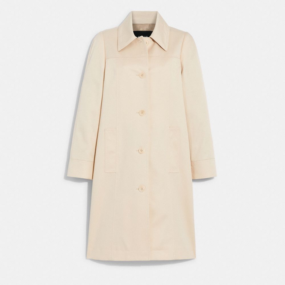 COACH®,A-LINE TRENCH COAT,Cotton/Polyester,Porcelain,Front View image number 0