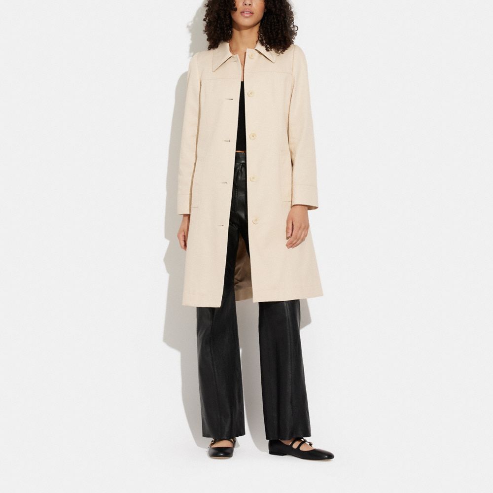 COACH®,A-LINE TRENCH COAT,Cotton/Polyester,Porcelain,Scale View