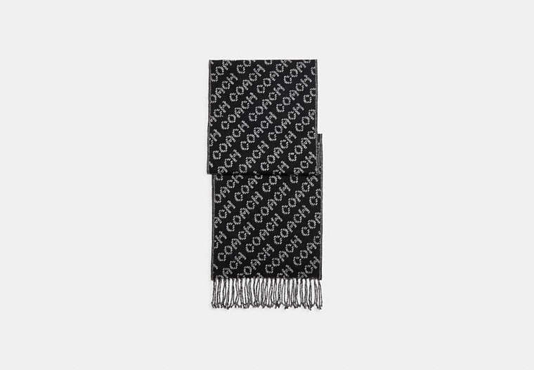 COACH®,SIGNATURE SCARF,wool,Blk / White,Front View image number 0