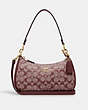 COACH®,TERI SHOULDER BAG IN SIGNATURE CHAMBRAY,Medium,Gold/Wine Multi,Front View