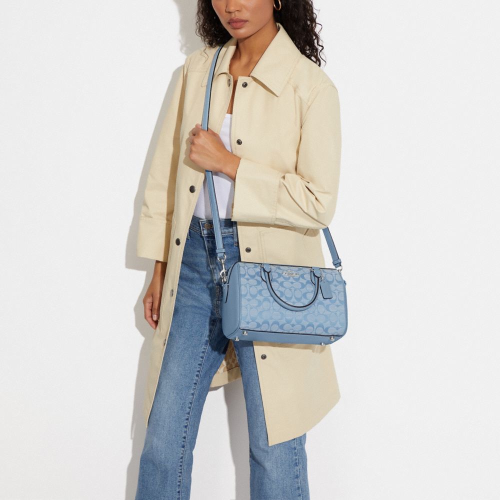 COACH®,Rowan Satchel Bag In Signature Chambray,,Detail View