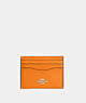 COACH®,SLIM ID CARD CASE,Crossgrain Leather,Silver/Bright Mandarin,Front View